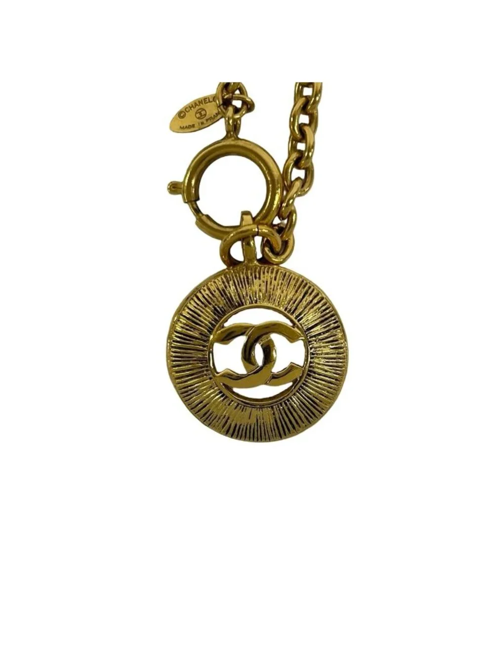 Chanel Vintage CC Logo Motif Chain Pendant Gold